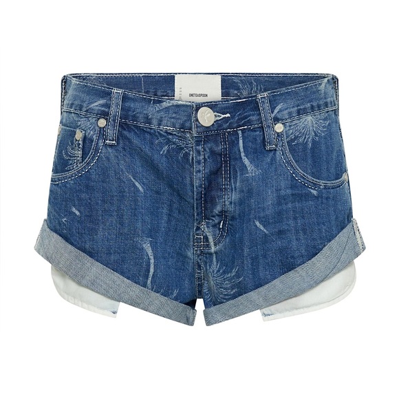 NWT One Teaspoon Malibu Bandits Palm Tree Denim Jean Shorts in Ocean Blue Sz 28 - Picture 7 of 9